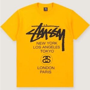 Stussy World Tour Tee in Yellow